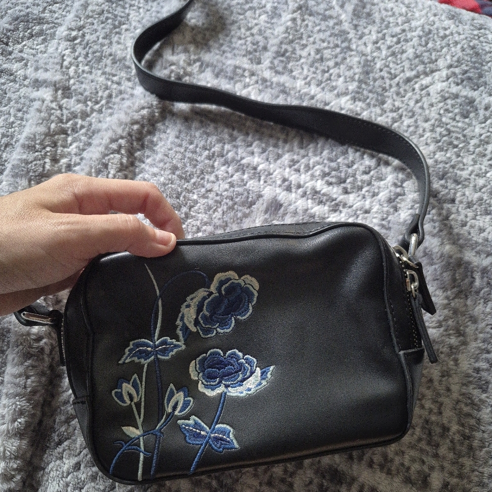 French Connection Black Floral Embroidered Women's Bag